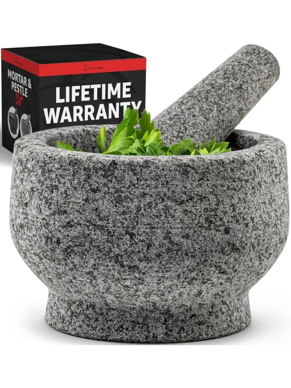 Natural Granite Mortar and Pestle Set - 1.5 Cup, 5.1